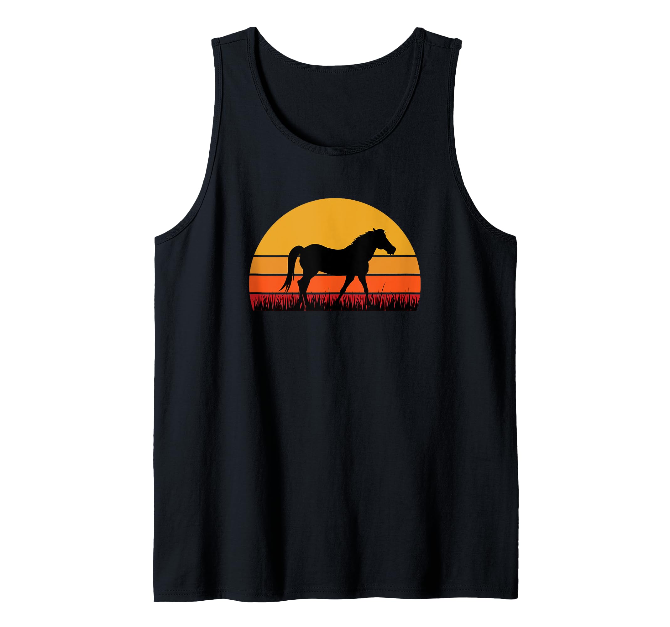 Horse Sunset - Equestrian Dressage Equine Pet Stable Farm Tank Top, Black