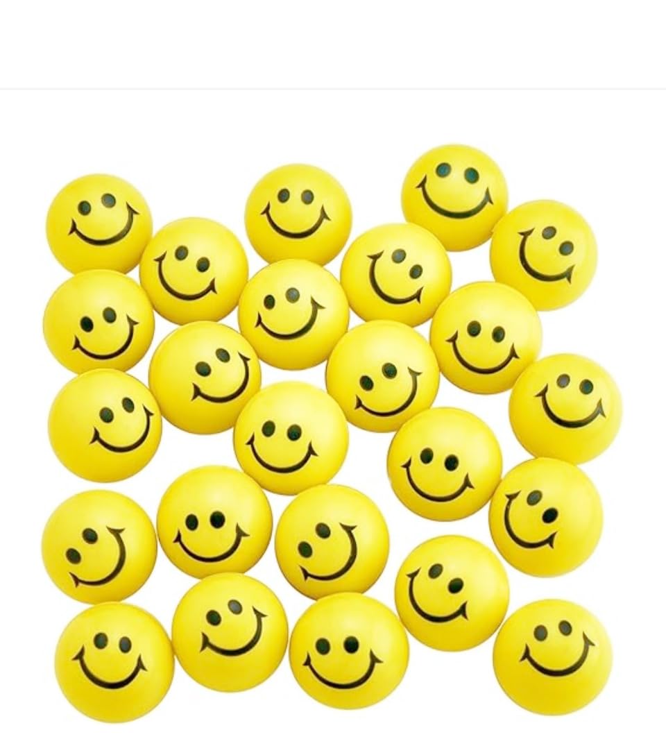 Generic (Set of 24) Yellow Smiley Soft Balls/Stress Reliever/Emoji Expression Balls