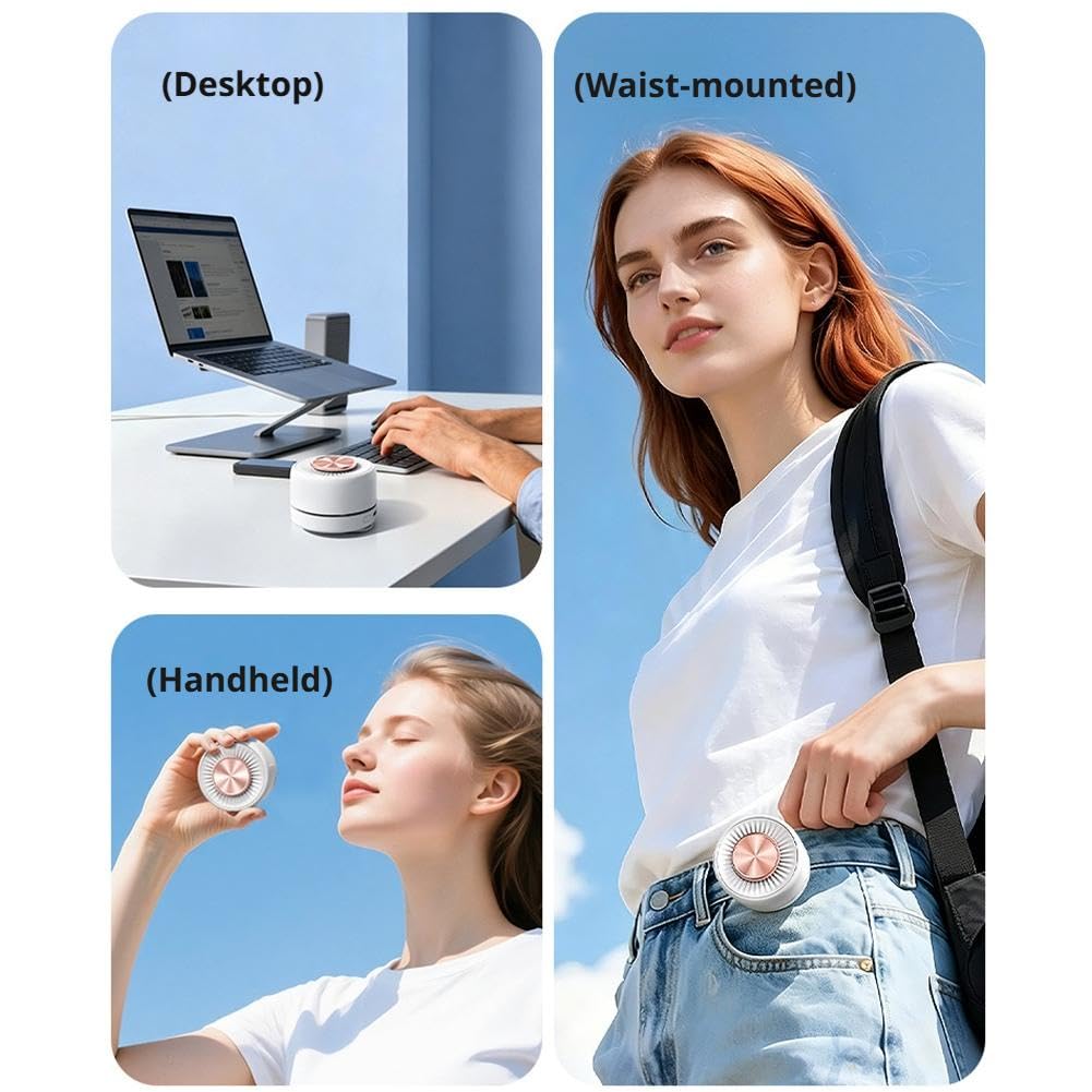 Przenośny mini bezłopatkowy wentylator z klipsem, ładowanie USB, regulowany 3-biegowy cichy wentylator do podróży na świeżym powietrzu, użytku biurowego i osobistego akcesoria chłodzące