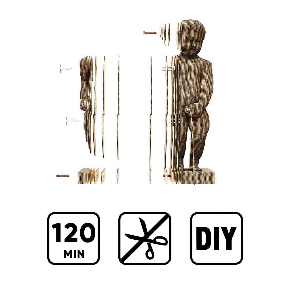 Manneken Pis Puzzle 3D en Carton – Maquette à Monter | 161 Pièces, 30 × 13 × 10 cm – Kit Sculpture DIY à Peindre, Matériaux Recyclés, Ados & Adultes, Idée Cadeau Déco