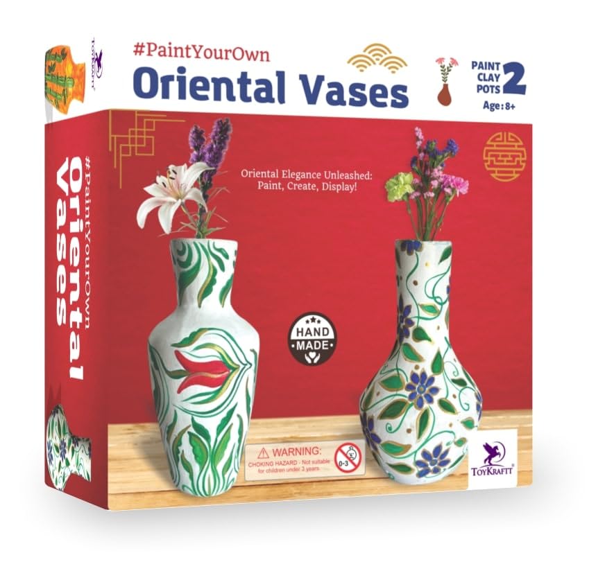 Pelikas Toyz Art And Craft Kit For Kids 8 To 12 Years Old| Pot Painting Kit For Kids| Gift For Girls Boys| Magnalogix Paint Your Own Oriental Flower Vases Mulicolour - Multicolor