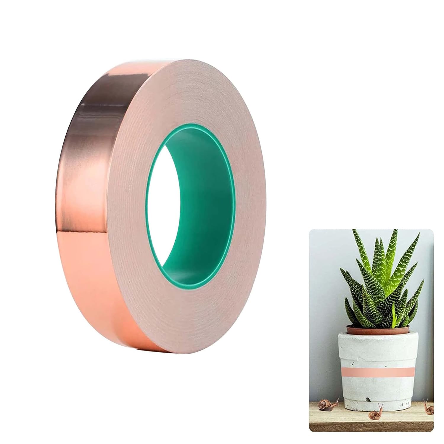 Copper Foil Tape,Slug Repellent Copper Foil Tape with Conductive Adhesive,More Wide Adhesive Copper Slug Snail Barrier Tape for Guitar and EMI Shielding,Soldering,Electrical Repairs (20mm x 25M)