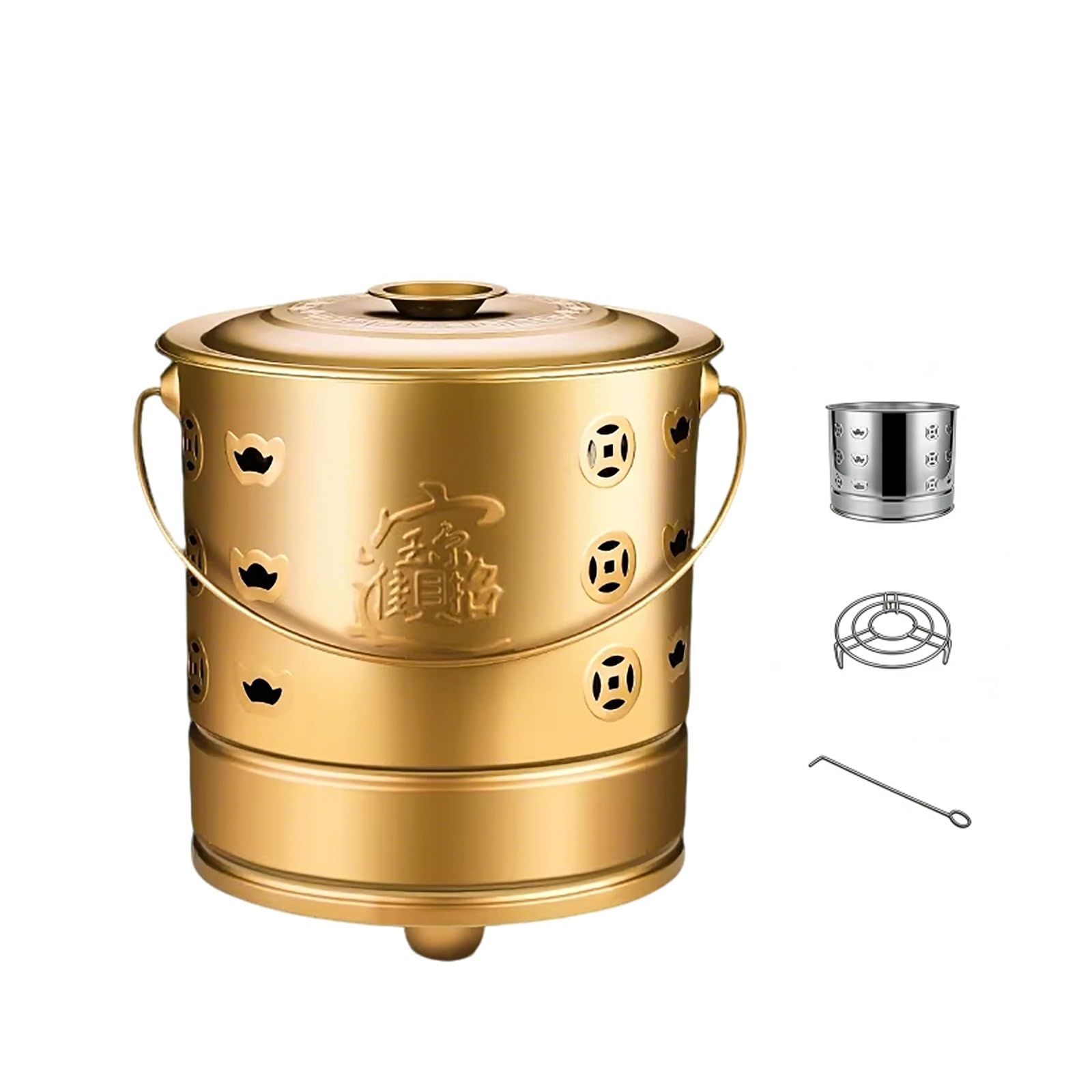 Contenedores para Quemar Residuos Al Aire Libre, Barril Incinerador con Tapa, Contenedores Incineradores para Jardín, Aptos para Uso En Interiores, Exteriores, Patios Y Jardines.(Gold,38cm)