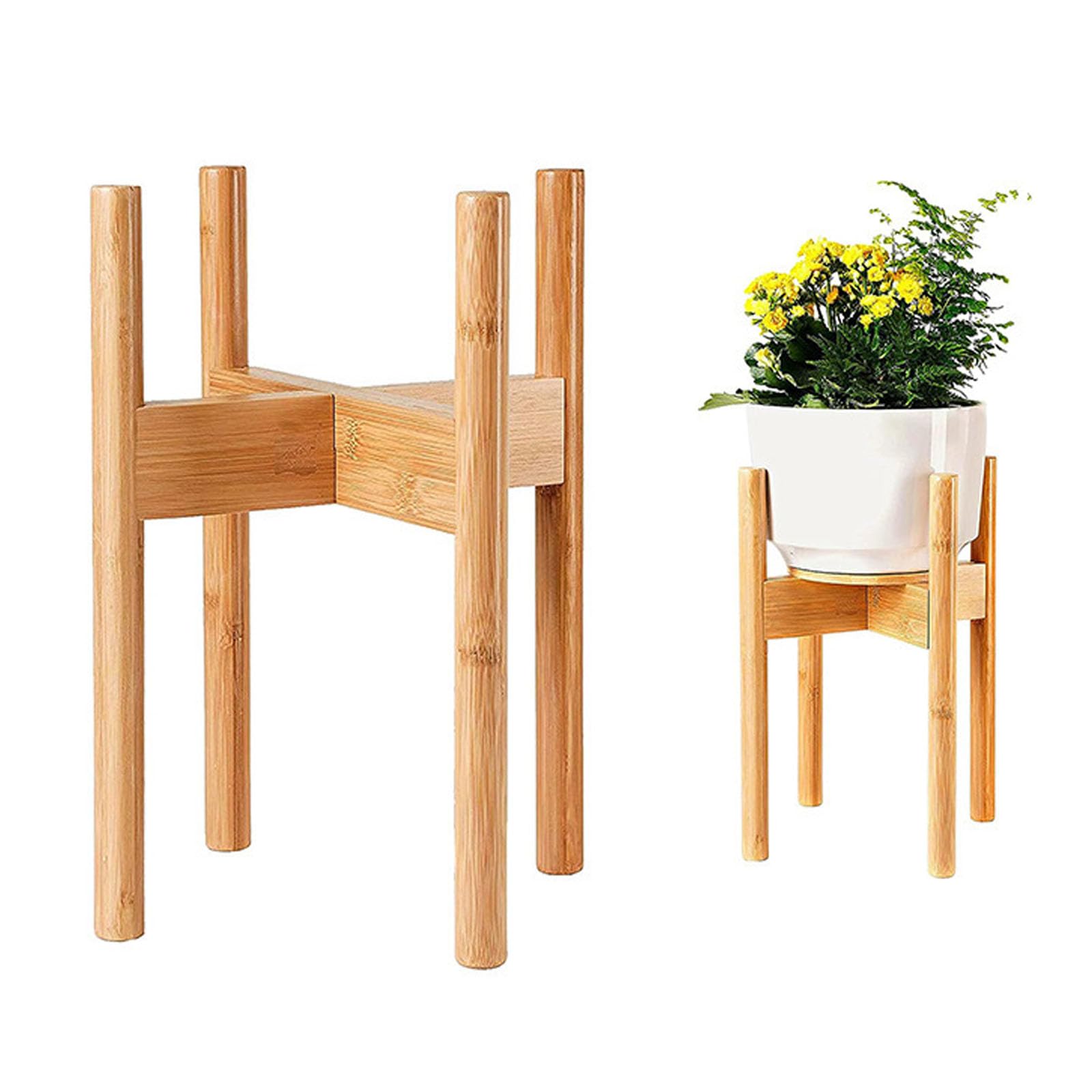 Porta Piante da Interno in Legno Regolabile 22-31cm - Robusto Piedistallo per Piante con Altezza 35cm, Supporto Vasi Reversibile per Soggiorno, Balcone e Arredo Giardino, Design a Croce Stabile