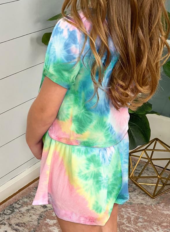 Image of Dokotoo Girl's Summer Cute T-Shirt and Shorts Set with Side Pockets