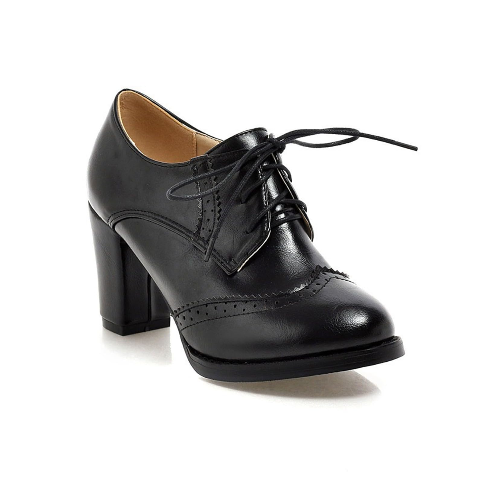 2026 Chaussures rétro à talon épais pour femme grande taille