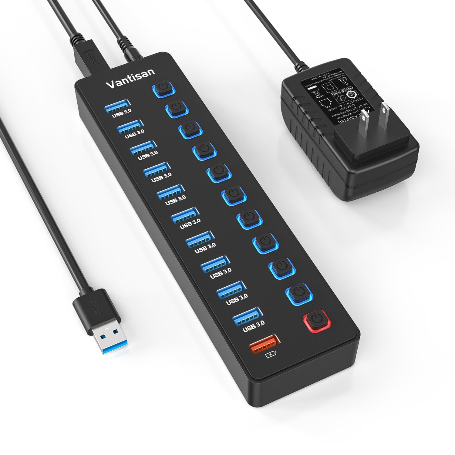 Amazon | vantisan USBハブ 電源付き USB3.0ハブ 10ポートの