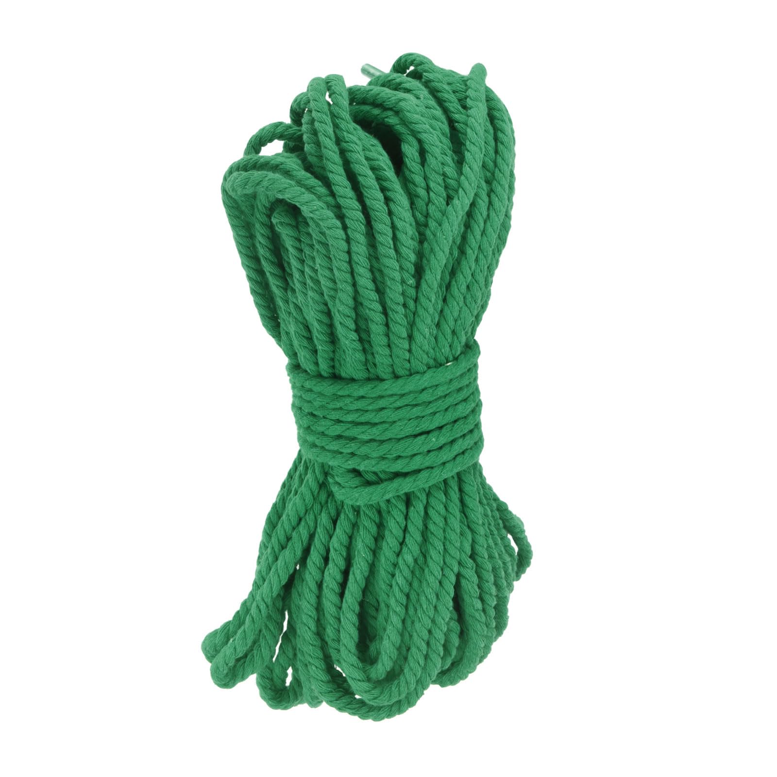 Rebower 0.3 Inch 98 Feet Macrame Cord, Cotton Cord Rope String 3 Strands Twisted Braided Thick Macrame Cord [for Crafts Wall Plant Hangers] - Grass Green