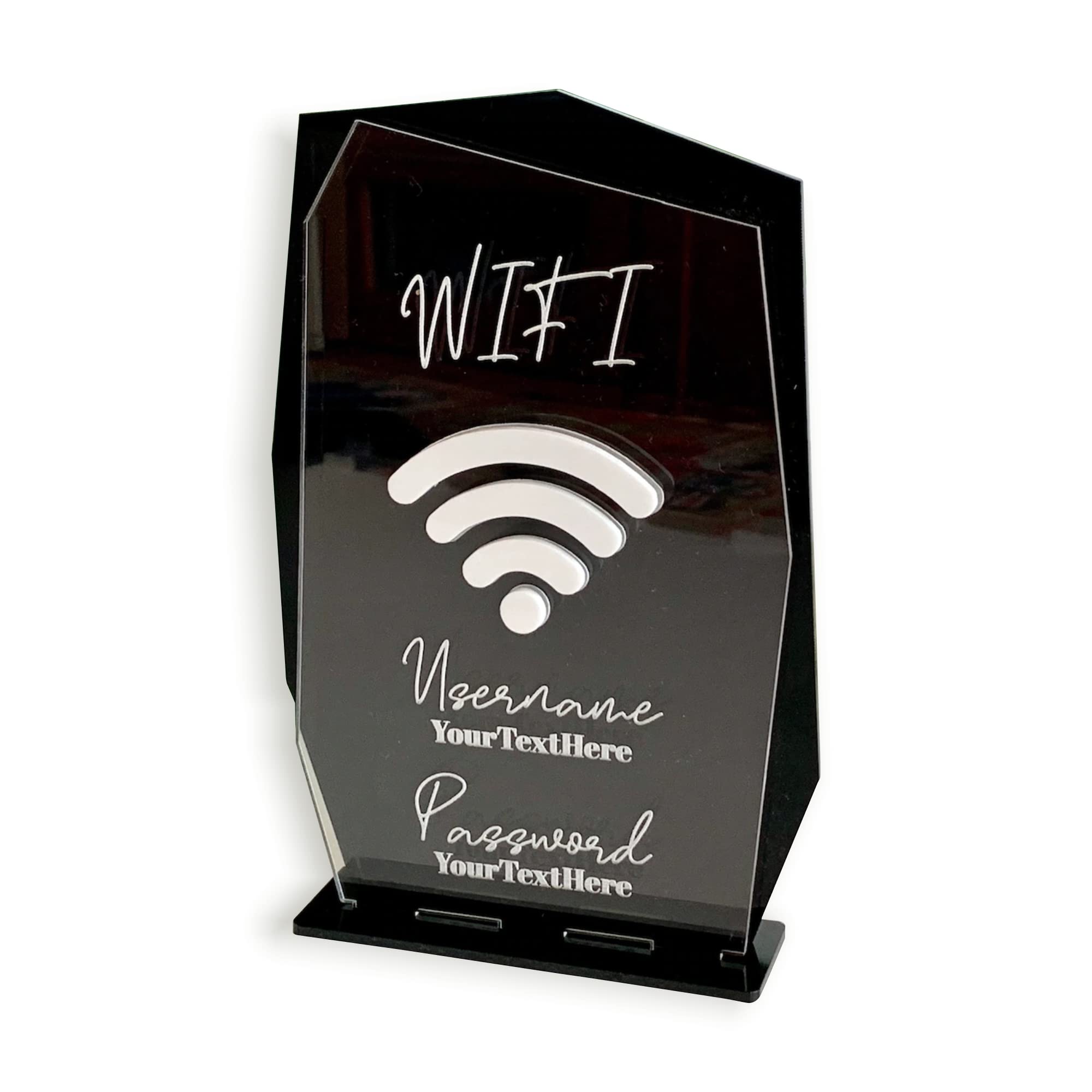 Personalised WiFi Sign, Guest Wi-Fi Signage, Password Network Username, Internet Custom Information, Coffee Bar Restaurant Hotel, Salon Signs, Office Decorations, Modern Freestanding Table Sign