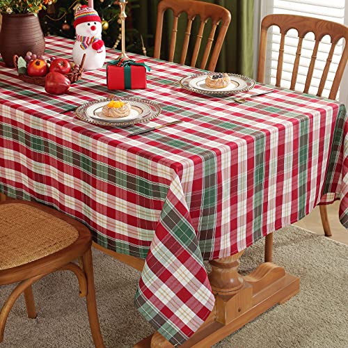 SASTYBALE Red and White Plaid Tablecloth,Rectangle Xmas Metallic Fabric Table Cloth Wrinkle Resistant Heavy Weight Polyester Table Cloths for Holiday Kitchen Dinning Tabletop(52" x 70") – Image 2
