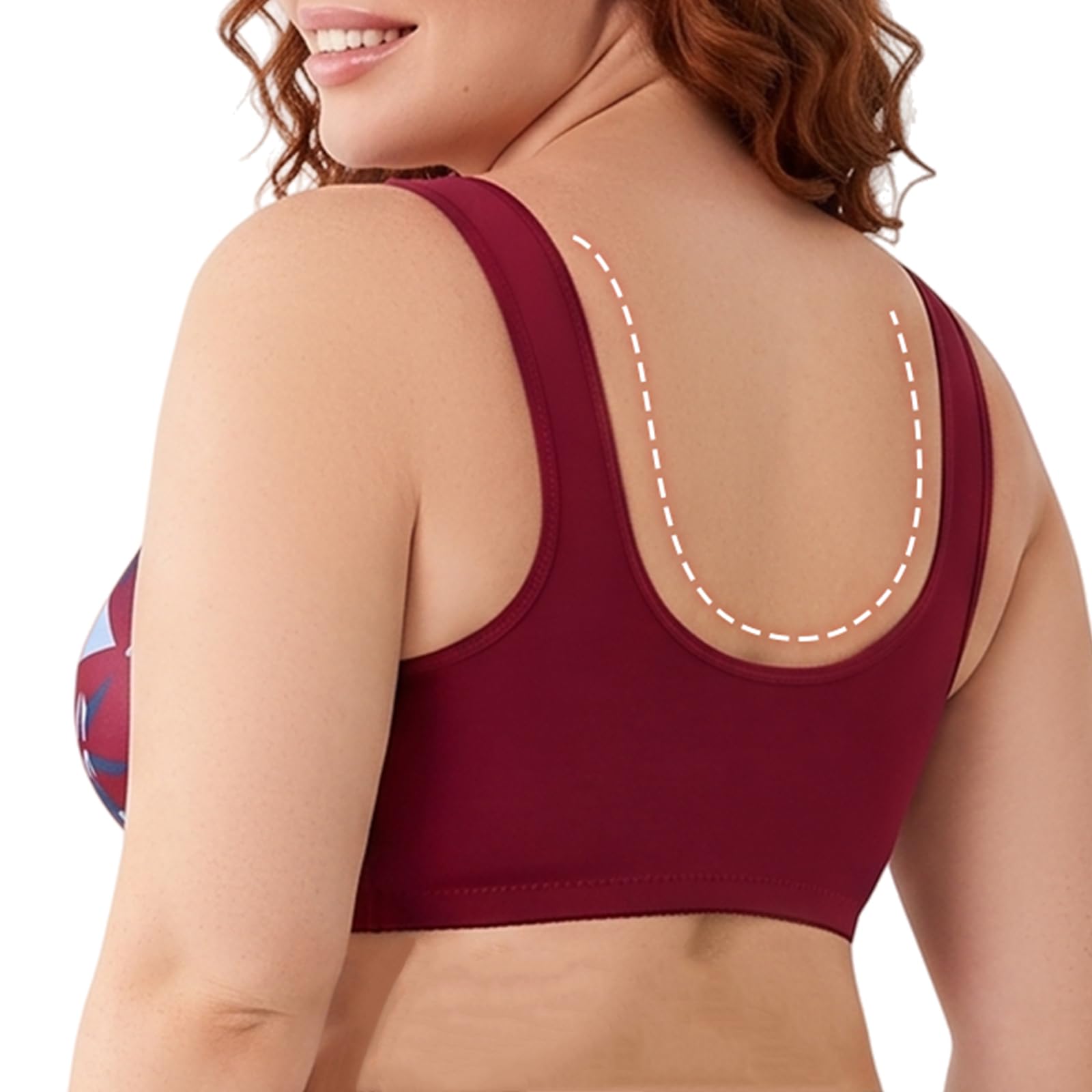 Reggiseno Donna Senza Ferretto Confezione da 4, Apertura Frontale, Comodo Reggiseno Push Up Contenitivo Posturale, Brassiere Top Intimo per Taglie Forti Curvy E Uso Quotidiano