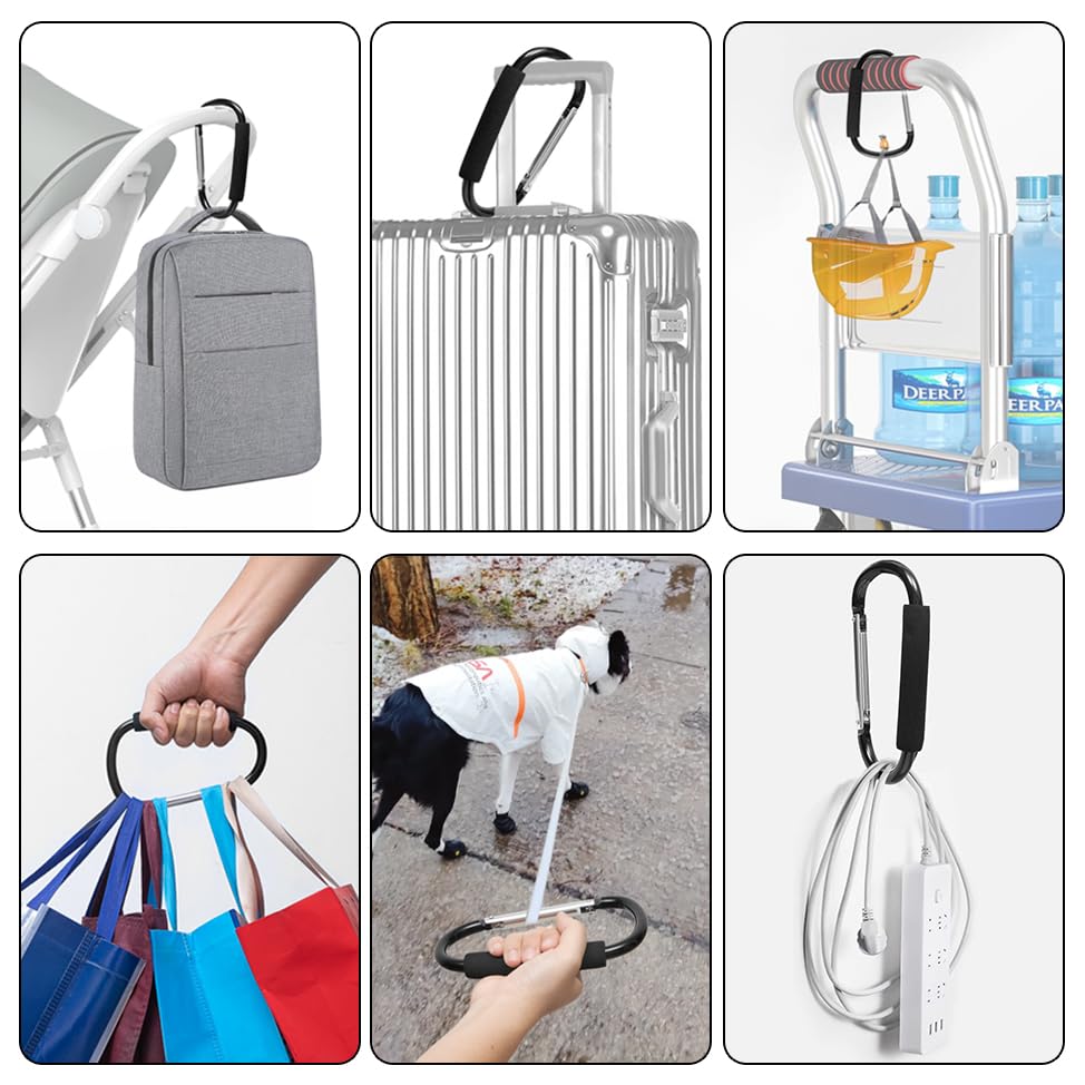 Miniatura 5 de Ganchos para cochecito de bebé para colgar bolsas de pañales, clip grande de 7 pulgadas, paquete de 2 ganchos para colgar bolsas y compras,