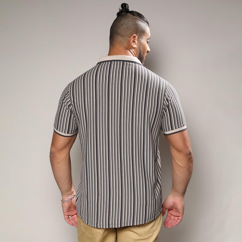 Image of Instafab Plus Men's Shirt for Casual Wear | Spread Collar | Short Sleeve | Button Closure | Plus-Size Fit | Cotton Shirt Crafted with Comfort Fit for Everyday Wear