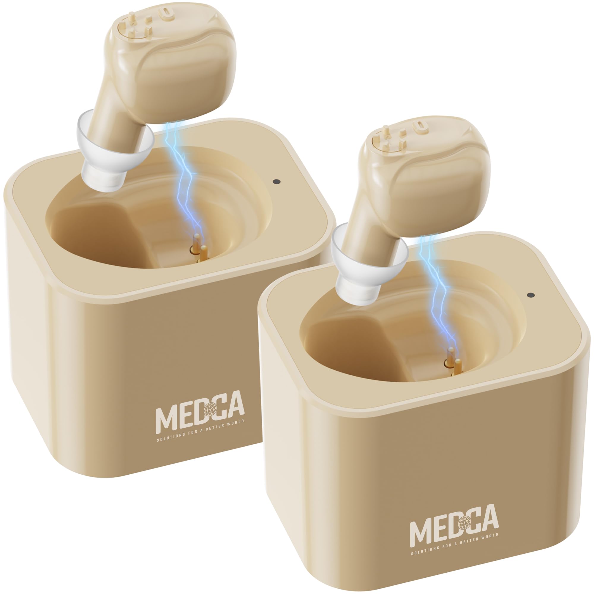 MEDca ITE Mini Ear Amplifier Rechargeable Microtron Set - So Small It's Barely Visible - (1 Pair)