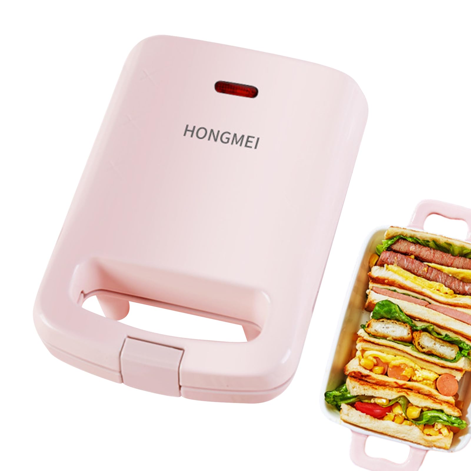 600W Sandwich Maker, Double-Sided Heating Electric Sandwich Maker with Non-stick Plates, Easy to Clean, Heating Up Fast, Grill Cheese Maker for Sandwiches, Waffles, or Pancakes (American Standard)