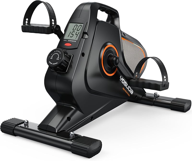 Bicicleta para debajo del escritorio YOSUDA ​​con resistencia magnética de 16 niveles y aplicación Bluetooth | Ejercitador de pedales silencioso mientras está sentado, mini bicicleta estática para adultos y personas mayores, máquinas de brazos y piernas para oficina y hogar