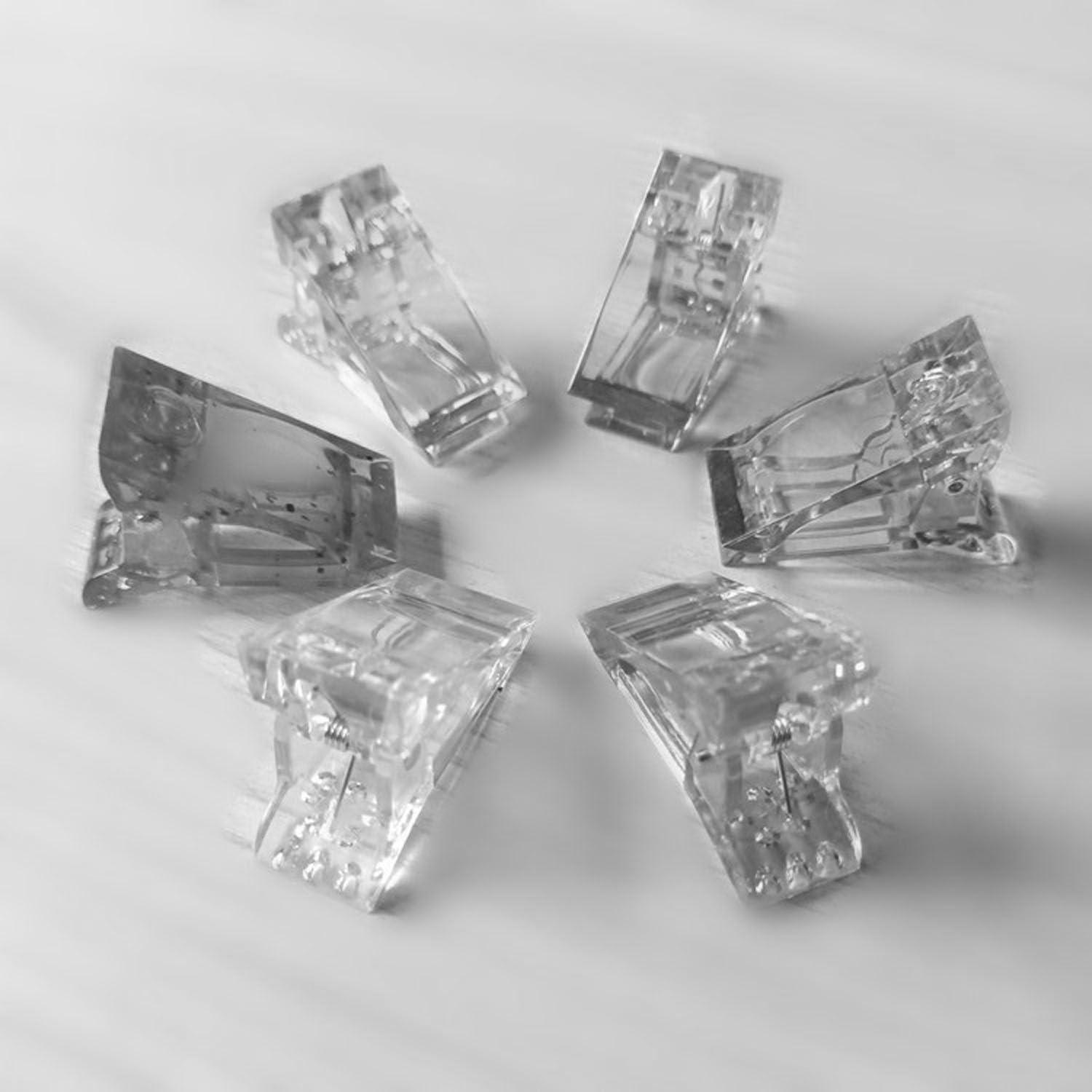 10 Pcs Pinces Ongles Transparentes, Pinces à Ongles en Gel, Clip à Ongles Cristal pour les Extensions d'Ongles et la Manucure (Blanc)