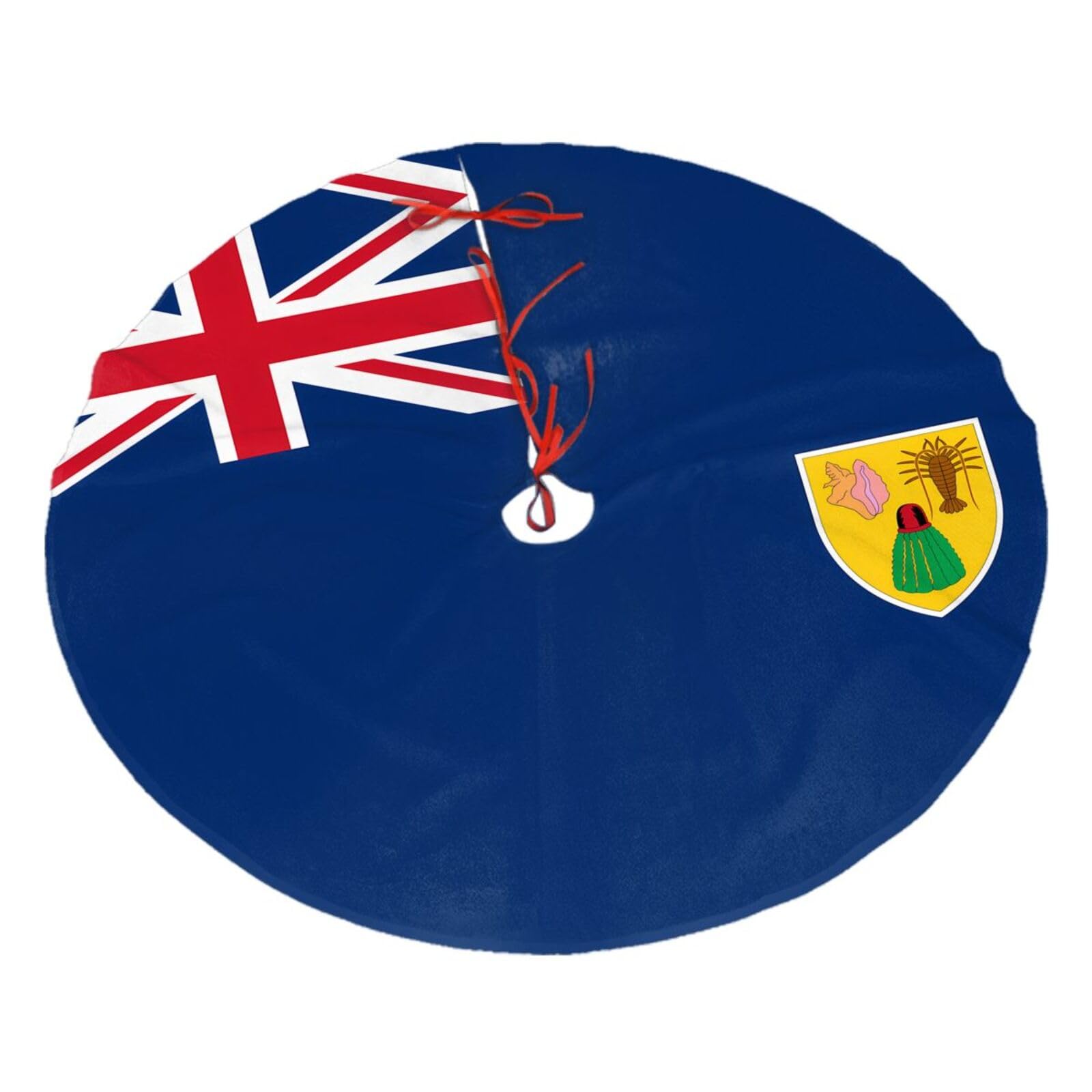 Flag of The Turks and Caicos Islands30 Christmas Tree Skirt Christmas Plush Tree Skirt Indoor and Outdoor Decoration