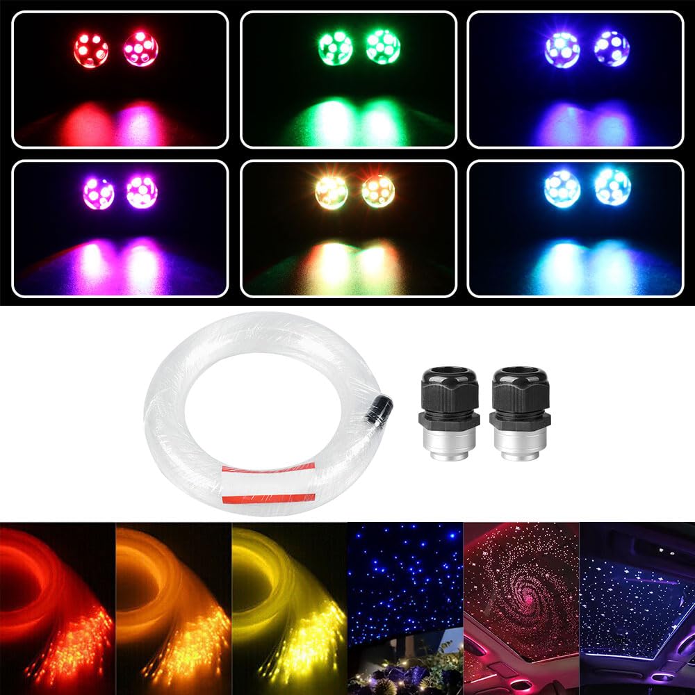VASTFIRE Twinkle Starlight Lumière en Fibre Optique 32 W Moteur Double Port 1000 pièces 13,1 ft LED étoile Plafond Fibre Optique kit d'éclairage APP/contrôle sonore pour Voiture/Maison/fête
