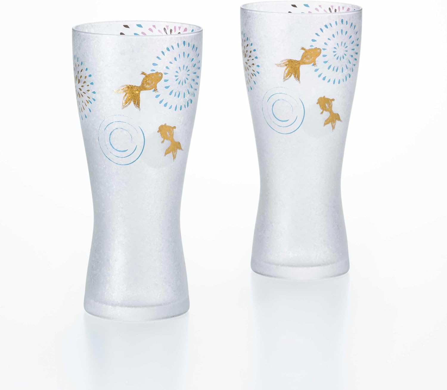 ADERIA S6269 Bubble Making, Premium Nippon Taste, Goldfish Fireworks, Beer Glass, Pair Glass, 10.1 fl oz (310 ml), Made in Japan, Includes Cosmetic Box, Wedding, Father's Day, Mother's Day, Gift,