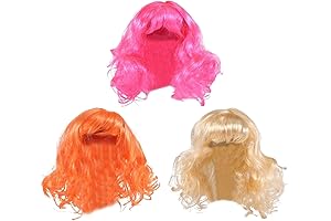 3pcs Funny Adjustable Pet Cosplay Wigs for Cats and Dogs in Pink, Orange, and Gold