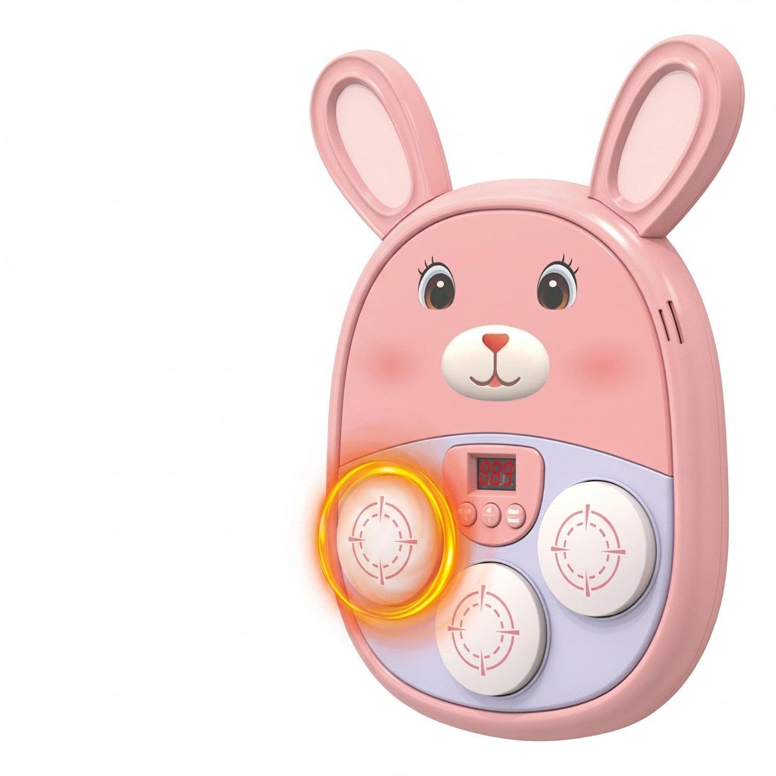 Animal Boxing Machine Sound Effects Music Boxing Machine Interactive Cartoon Punching Target for Kids, Home Pink Rabbit-image-2