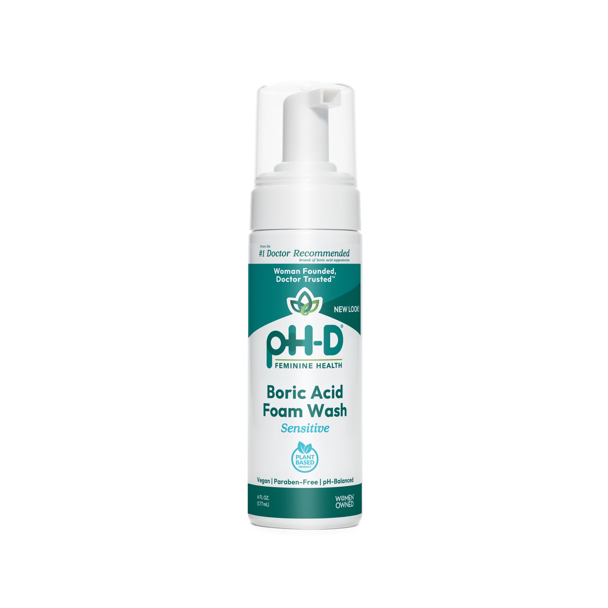 pH-D Feminine Health - Boric Acid Foam Wash - pH-Balanced, Paraben-Free, and Plant-based (Sensitive, 6 Fl Oz (Pack of 1))