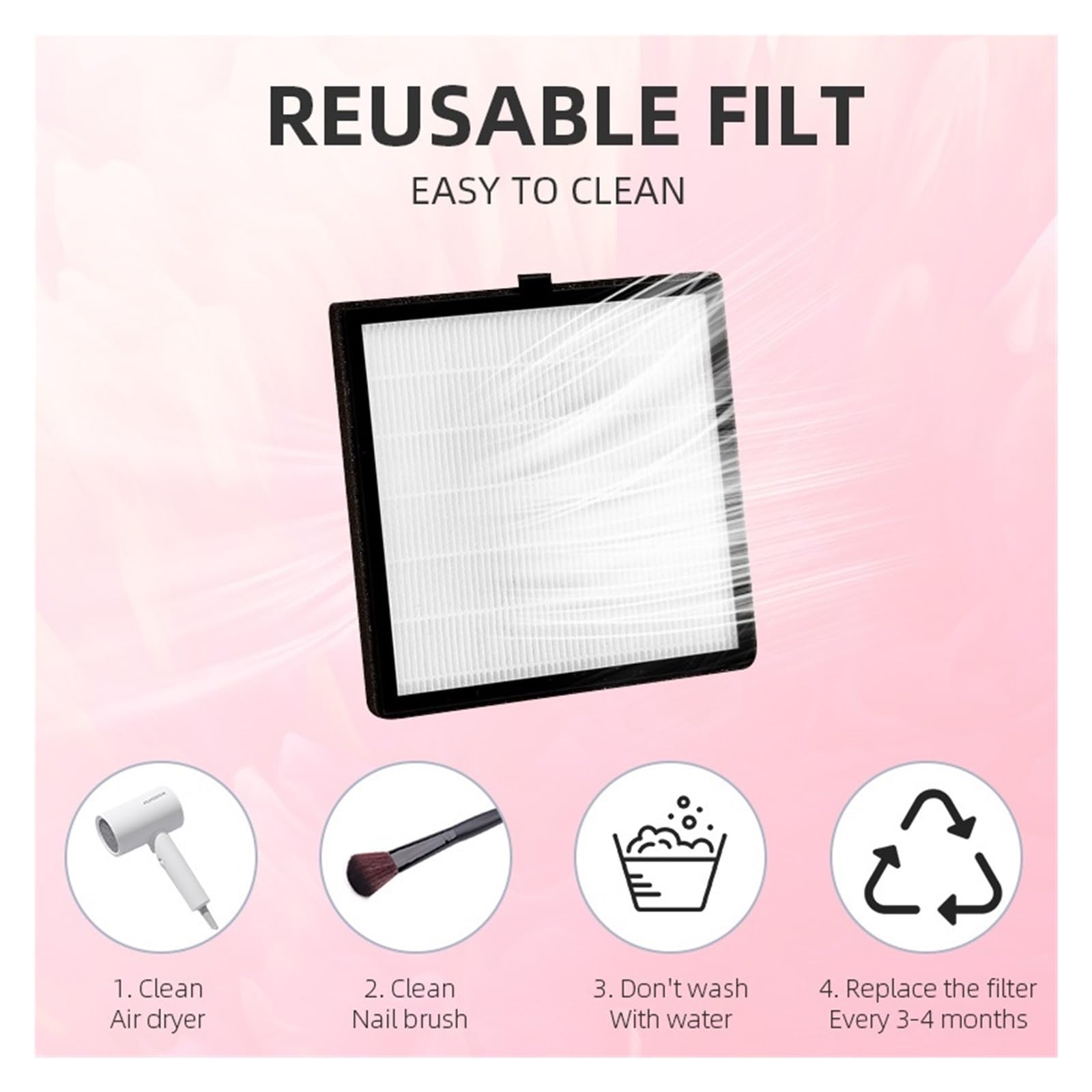 MRKU Aspirateur à poussière pour Ponceuse à Ongles avec Filtre Lavable, Silencieux et Puissant, 40 W, pour manucure et Vernis Semi-Permanent. Idéal pour Le Retrait des Vernis Semi-permanents.