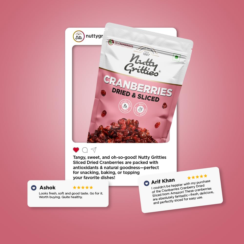 Nutty Gritties Dried US Cranberries 200g | Cranberry, Healthy Snack for kids and adults | Resealable Pouch 3