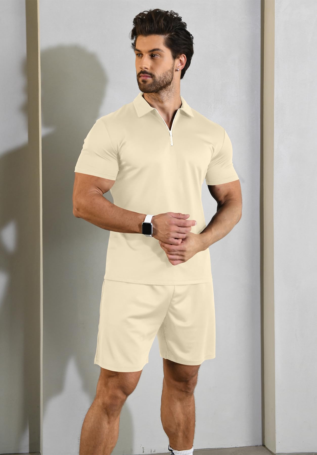KUYIGO Polo e pantaloncini estivi da uomo, set da 2 pezzi, abbigliamento alla moda casual