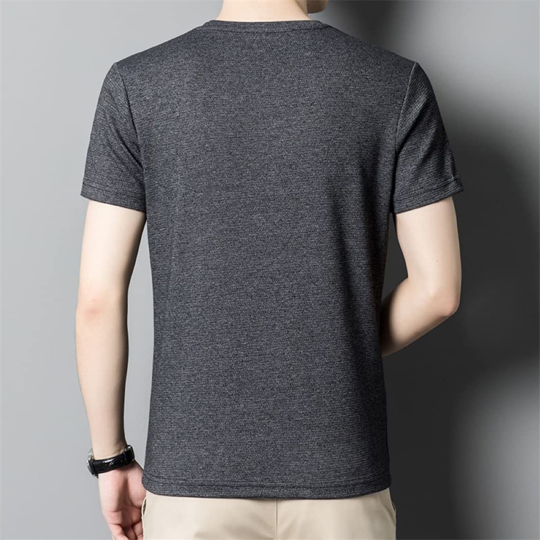 T-shirt girocollo da uomo tinta unita T-shirt manica corta casual estiva confortevole traspirante top, Rosso, 3XL