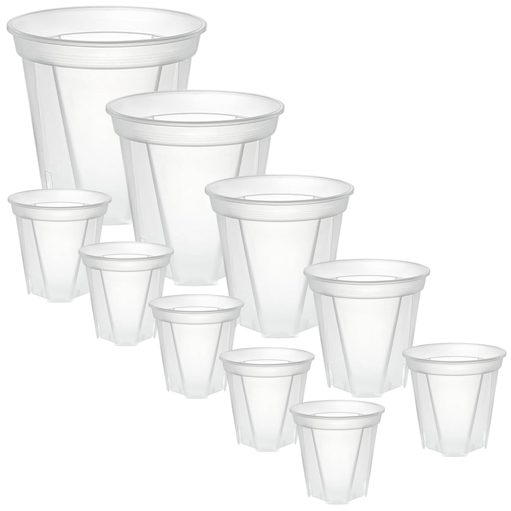 Hbbgdiy Clear 10Pcs Nursery Pots With Drainage, Plastic Nursery Pots For Plants, 6 Sizes Orchid Planter For Indoor Outdoor Repotting.