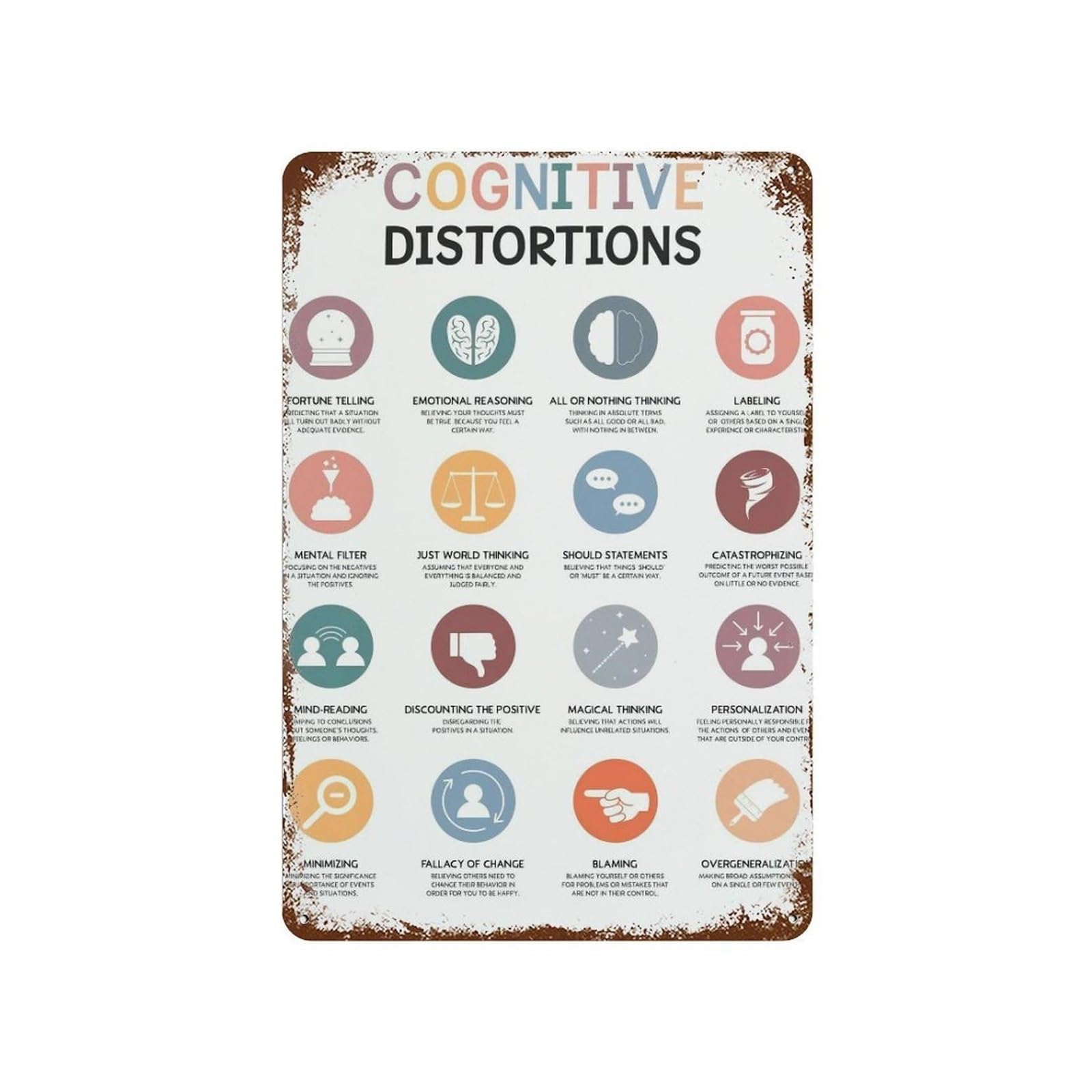 IDGTTLDF Vintage Philosophy Poster Retro Tin Sign Thinking Patterns Reflective Quotes Mindful Art Wall Decor for Library 8 X 12 in