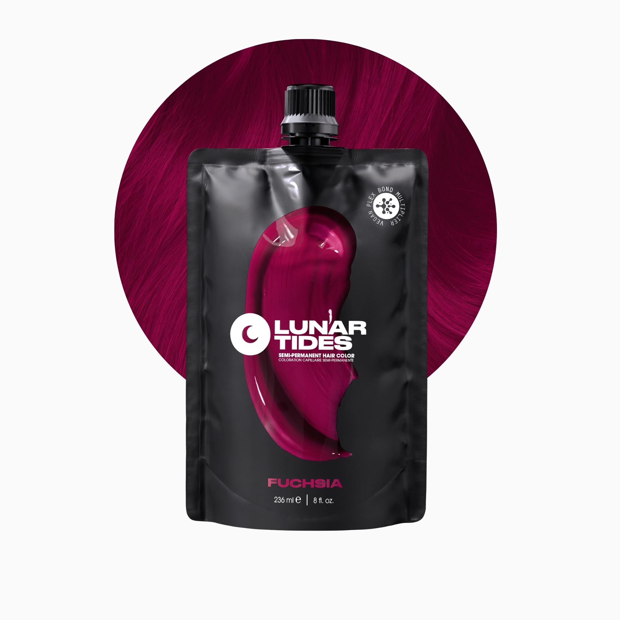 Fuchsia Pink, semi permanent hair dye pink - 118 ml - Lunar Tides