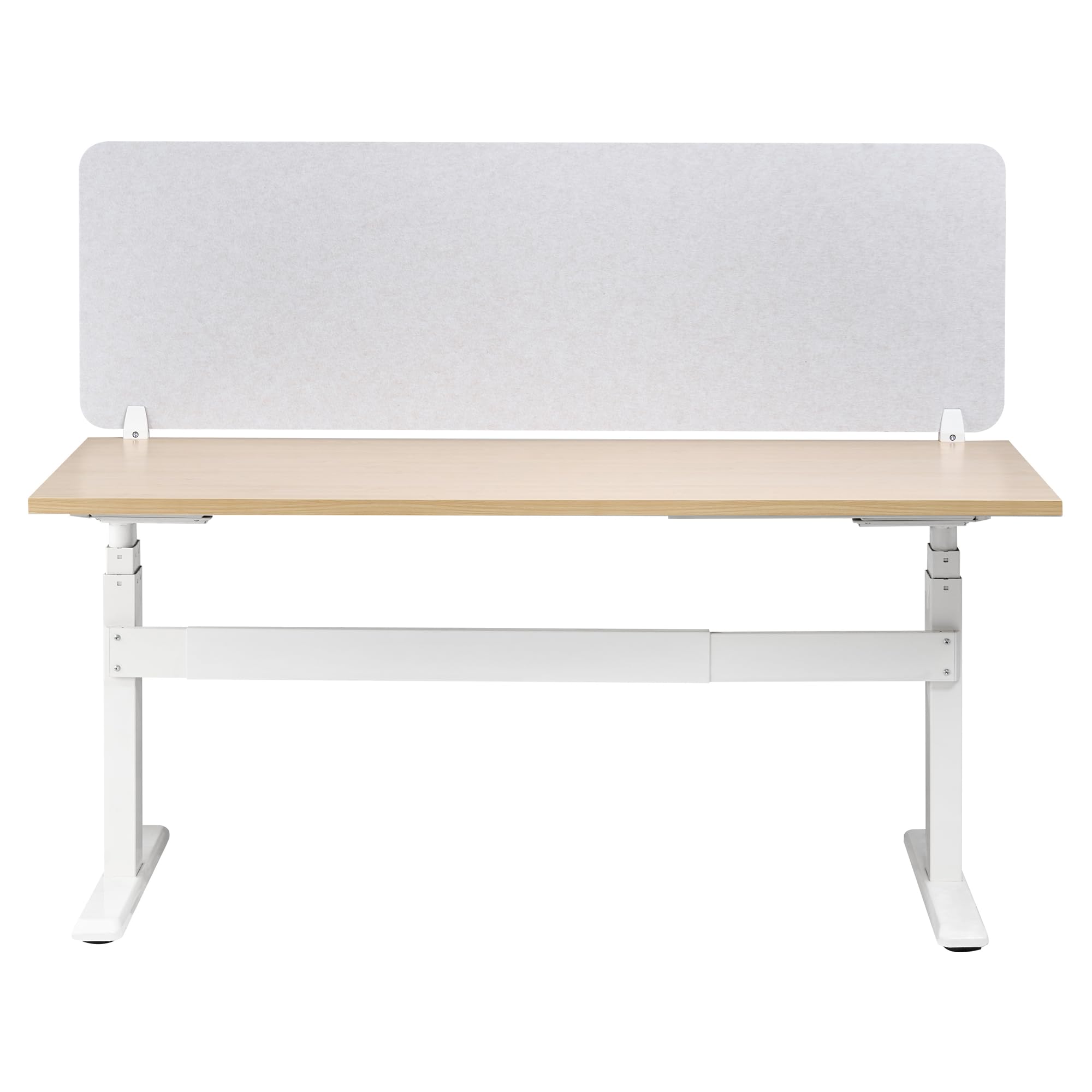 Beliani Divisorio da scrivania Pet Pannello Acustico Tessuto fonoassorbente 160 x 50 cm Bianco Sporco