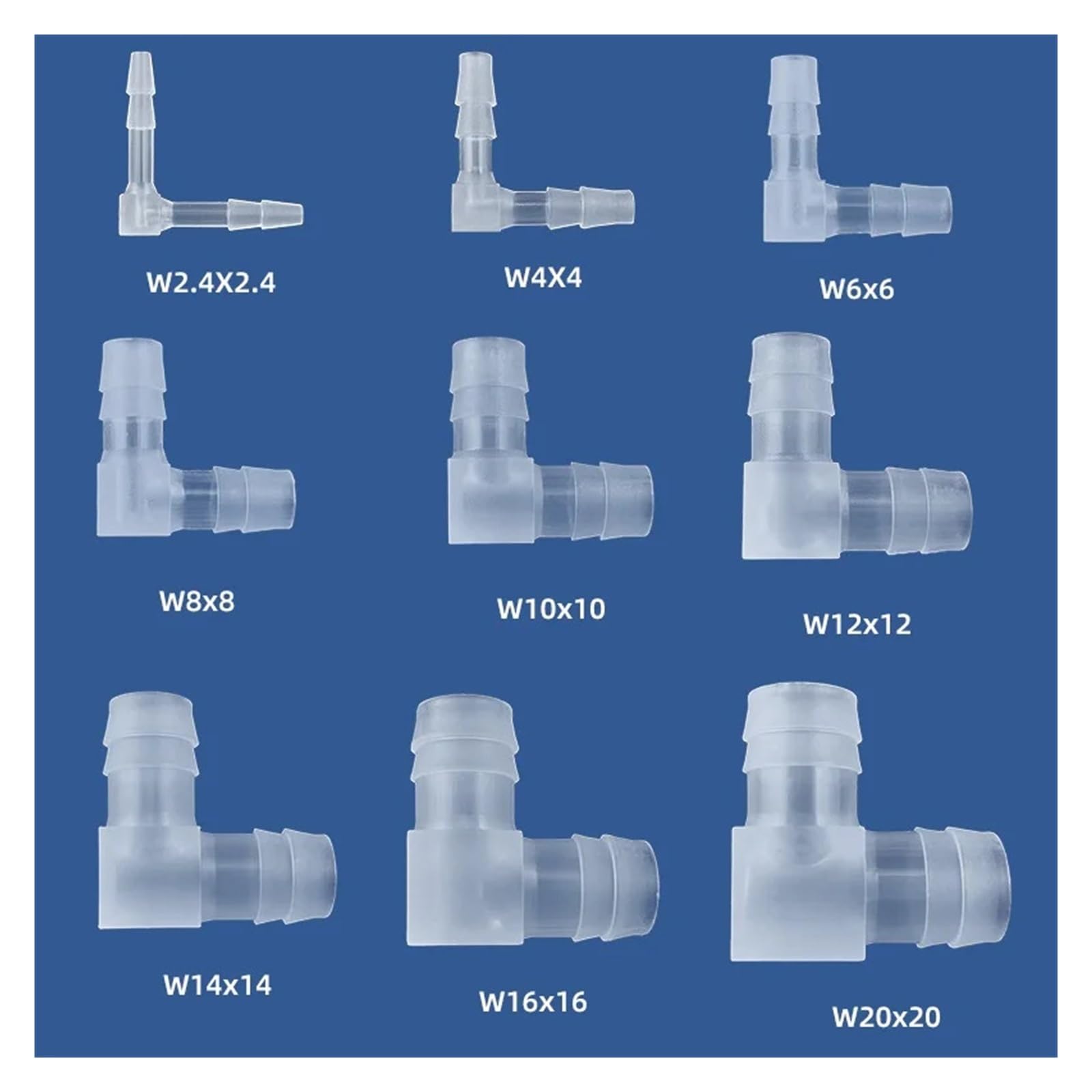 100 pièces 2.4mm à 20mm tuyau barbe coude en plastique connecteur raccord de tuyau for Aquarium Aquarium(3.2mm-3.2mm)