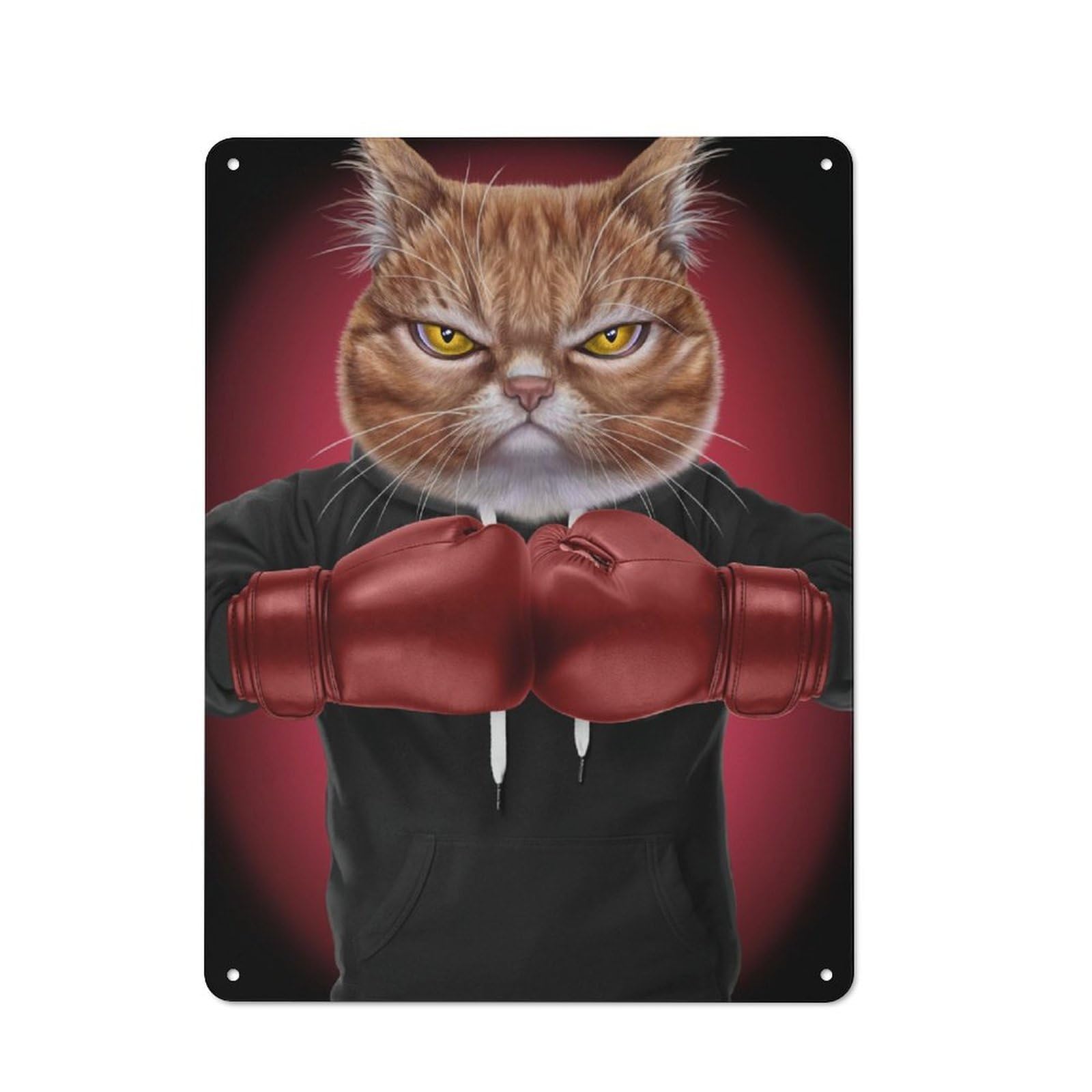 Junmoney Boxer Orange Cat Rustic Metal Wall Sign 40X30cm For Home Office Or Studio, For Garage, Workshop And Man Cave Decoration