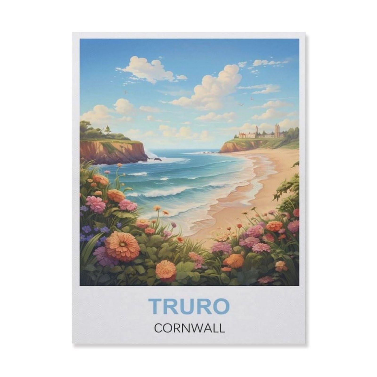 Funny Bathroom Wall Decor Signs，Truro Cornwall Beach(15x30cm）