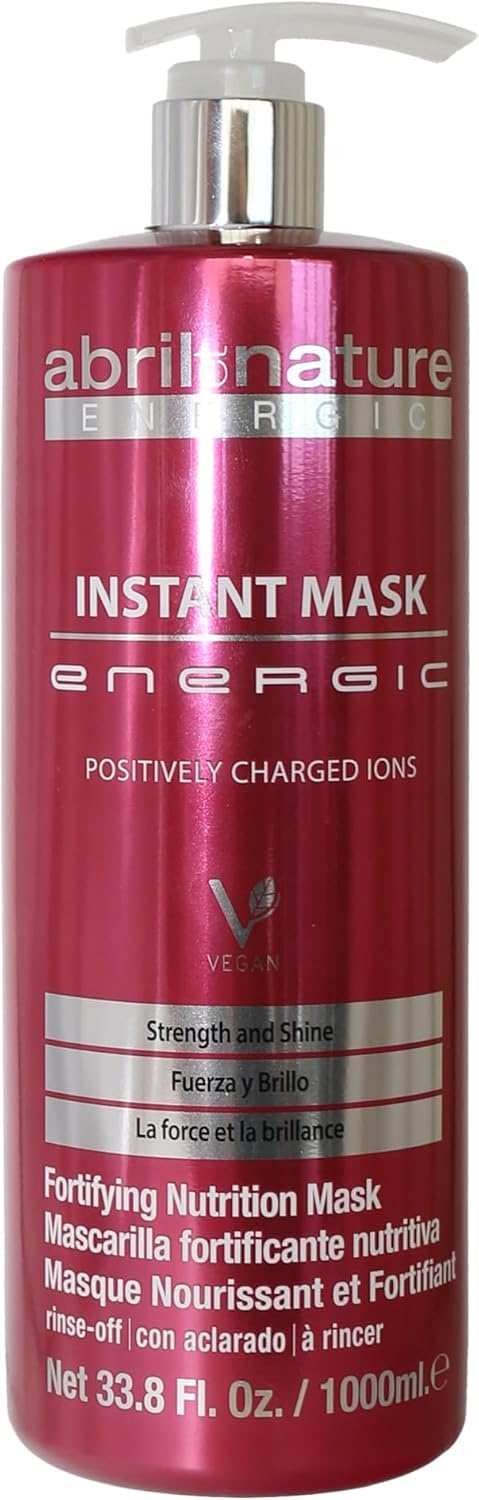 abril et nature - Energic - Haarmaske - Glättet und spendet Feuchtigkeit mit positiven Ionen - Beseitigt statische Aufladung und Frizz - Stellt Vitalität und Glanz wieder her - 1000 ml
