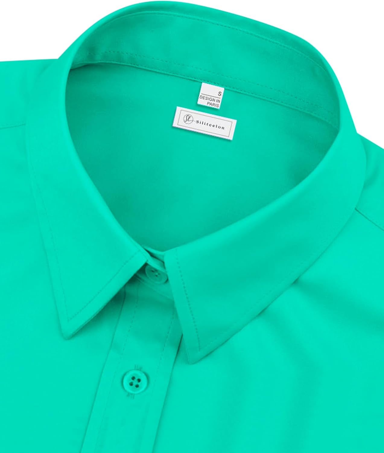siliteelon Womens Classic-Fit Dress Shirts Long Sleeve Button Down Wrinkle-Free Stretch Solid Casual Work Office Blouse Top - Image 3