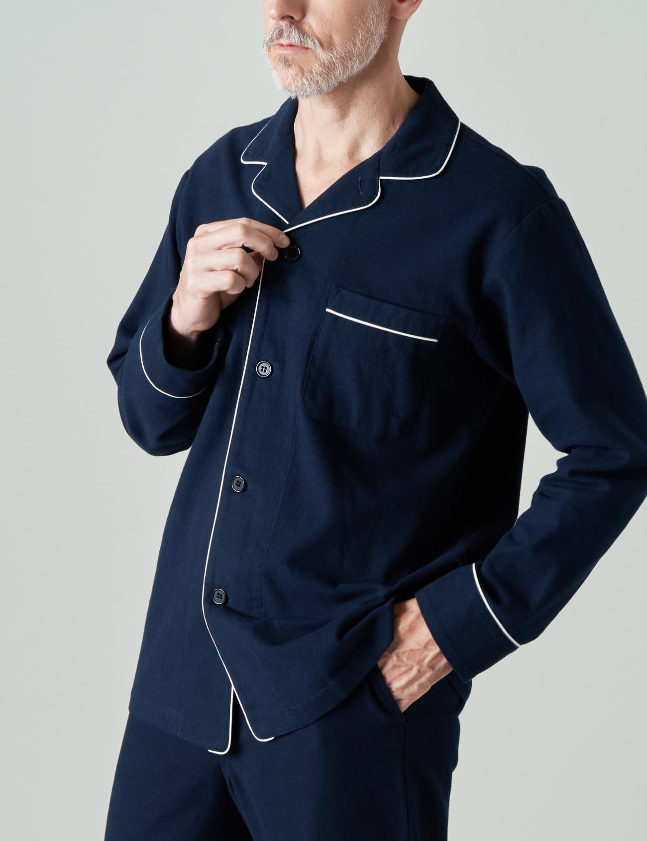 LAPASA 100% Cotone Flanella Completo Pigiama da Uomo a Quadri con Tasche e Coulisse, Set Maglia & Pantaloni M95