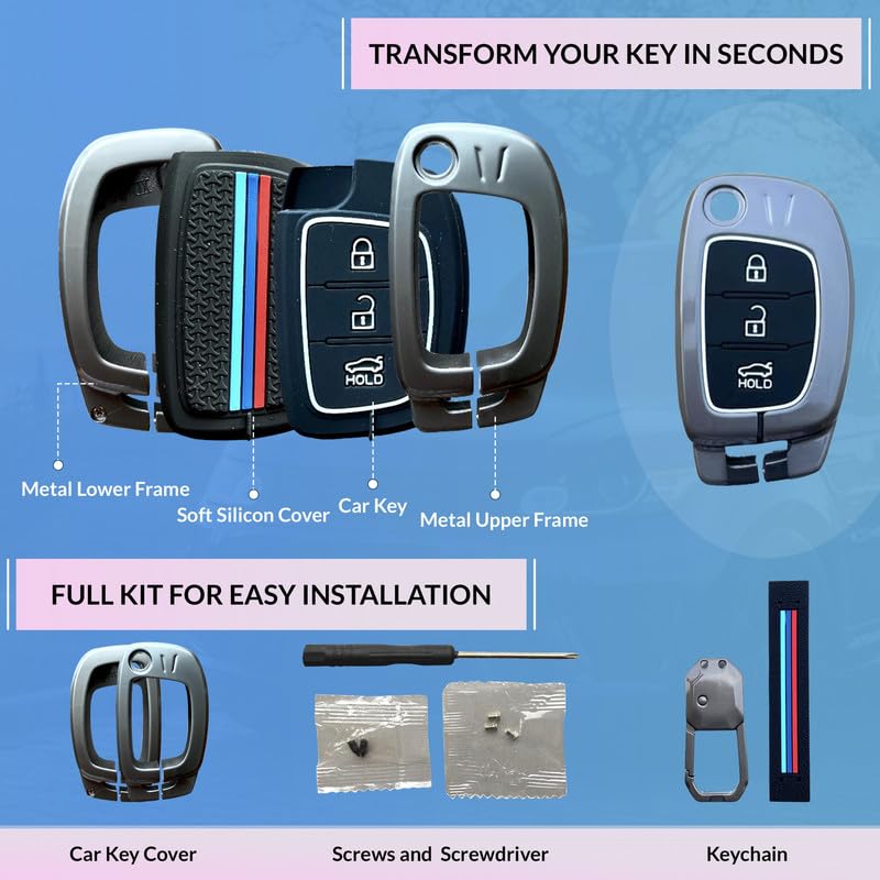 Image of NEODRIFT 'KeyShield' Car Key Cover for Hyundai Xcent (Shape 3, 03 Buttons) (Durable, Stylish, and 360 Protection)