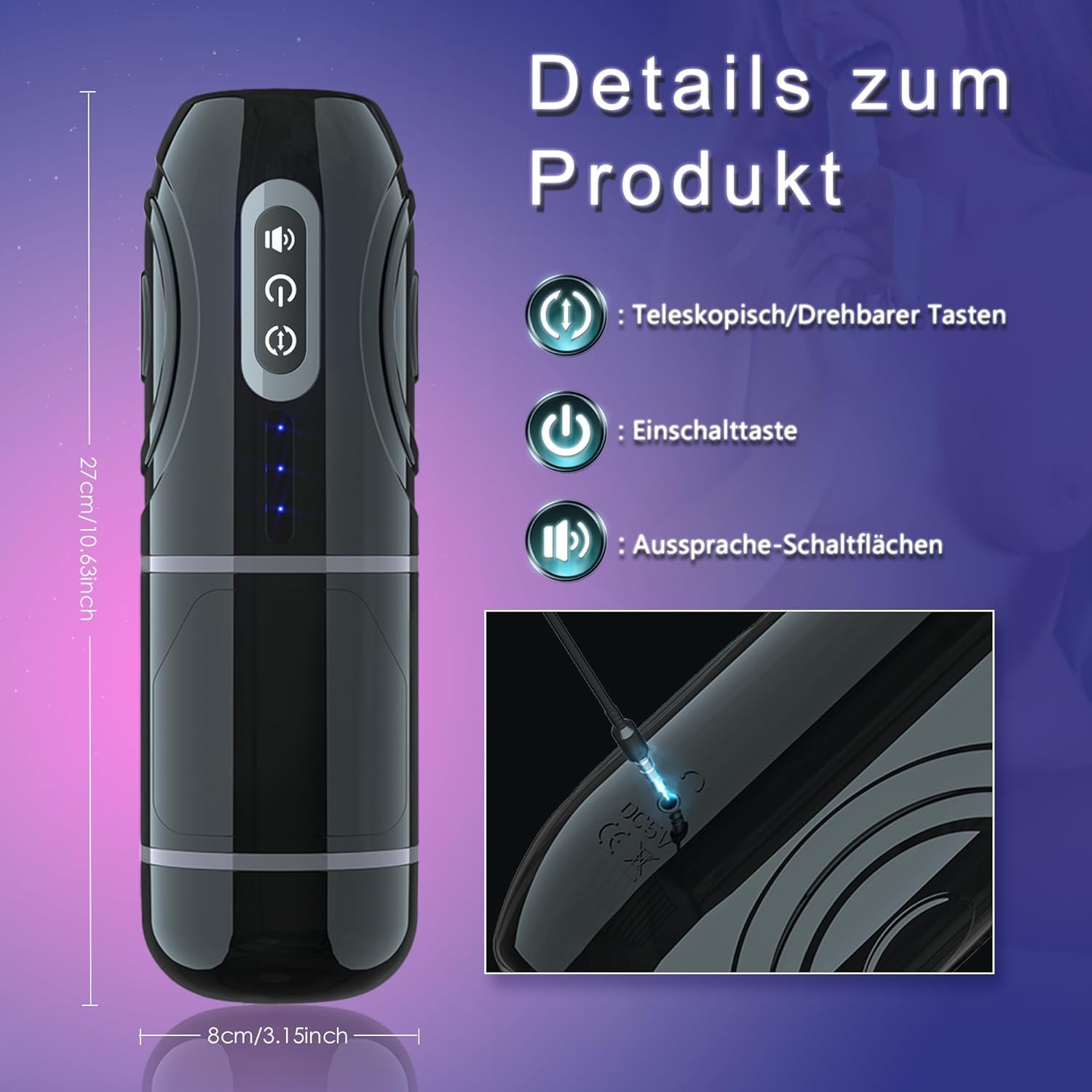 Masturbatore da uomo Accessori Erotici Masturbatore Elettrico da uomo Masturbatore Tasca Masturbatore Vivavoce, con 7 modalità avanti e indietro e funzione di rotazione