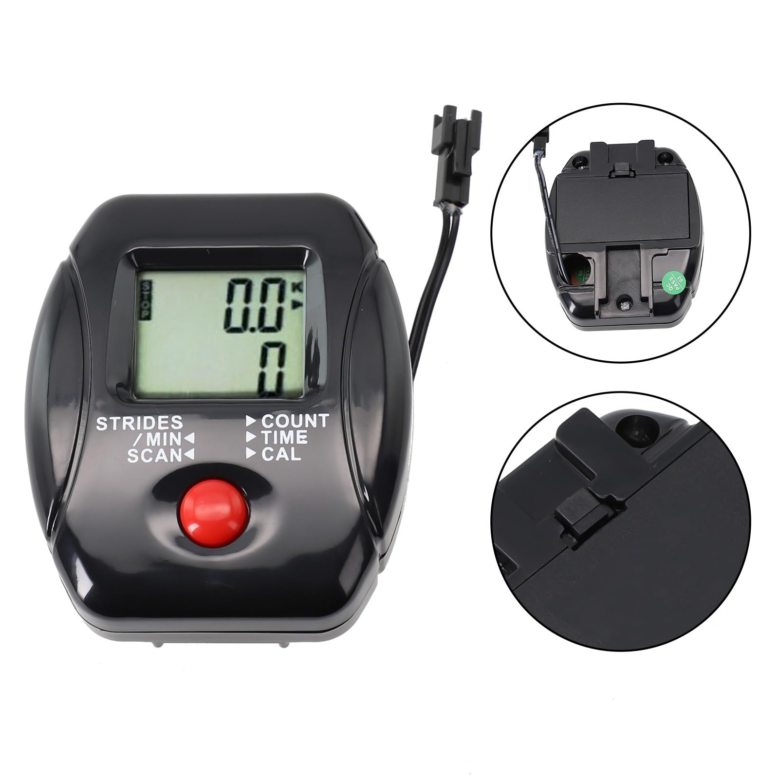 Rowing Machine Stepper Counter LCD Display Monitor per attrezzature fitness, conta tempo, velocità, distanza, calorie, 2 batterie AA, nero