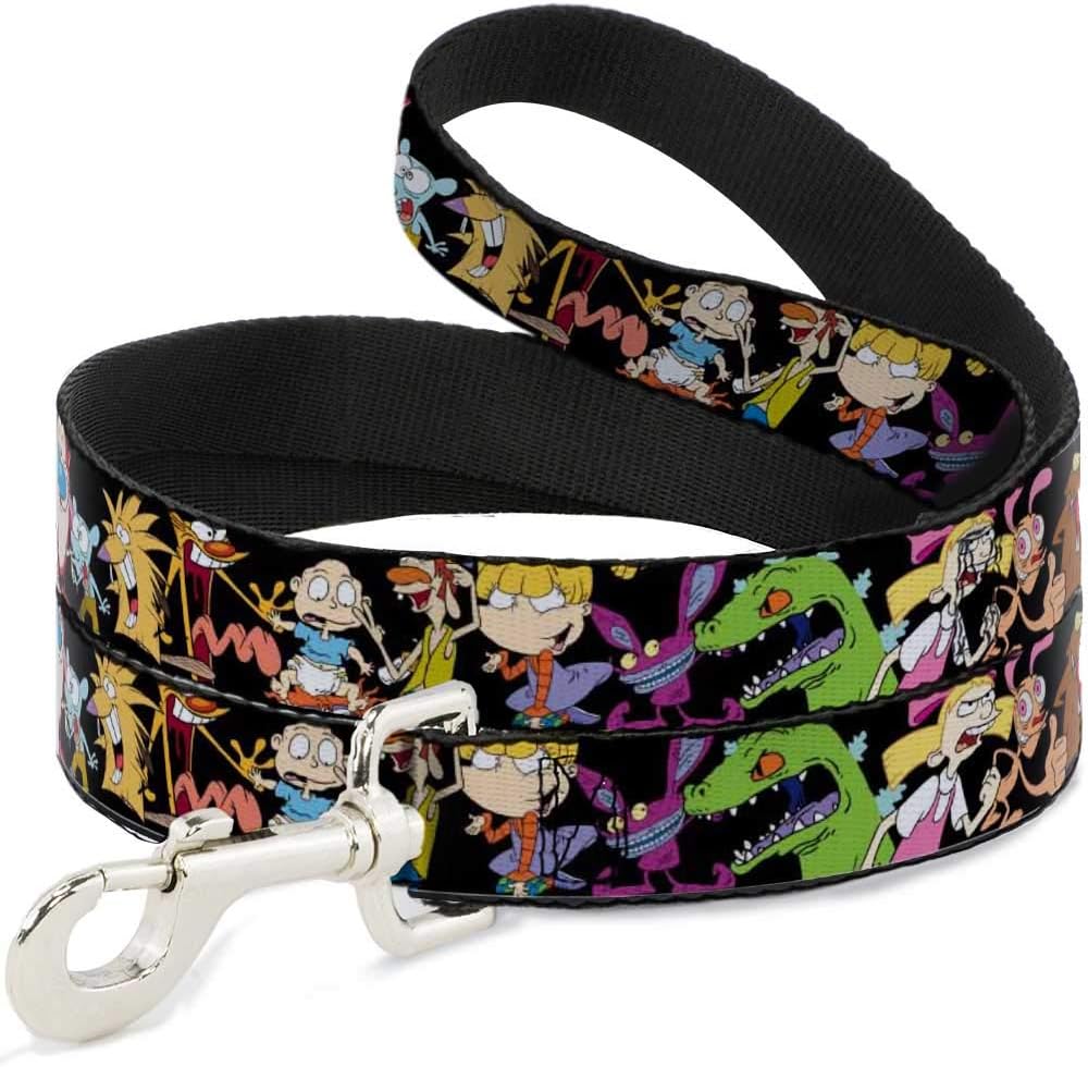 Nickelodeon Pet Leash, Dog Leash, Nick 90s Character Poses Black, 6 Feet Long 1.0 Inch Wide