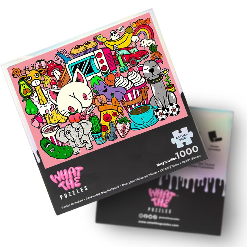 What The Puzzles - Challenging Jigsaw Puzzles 1000 Pieces, Difficult Brain Teaser Puzzles for Adults (Funny Doodle)