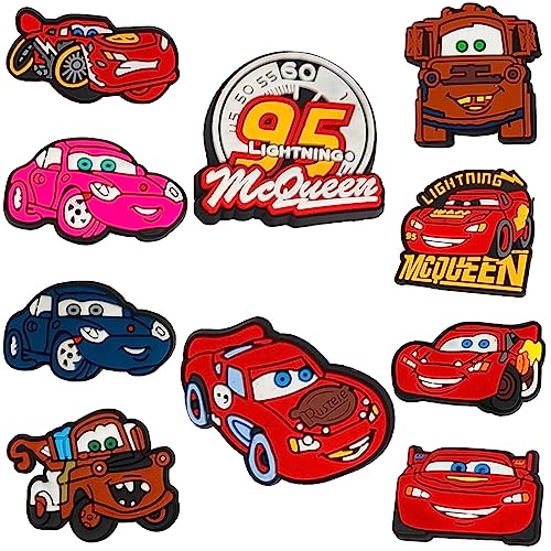 Image of YBW JMEDIC Cute TV Anime Lightning Car Shoes Charms for Boys Girls Multiple Styles Racing Designs Clog Slides Sandals Cute Fashion Shoe Decorations Accessories for Bracelets Party Favors-10pcs