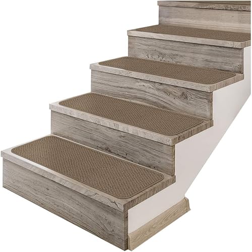 House, Home and More Juego de 15 peldaños adhesivos para escaleras, color marrón camello, 8 x 27 pulgadas