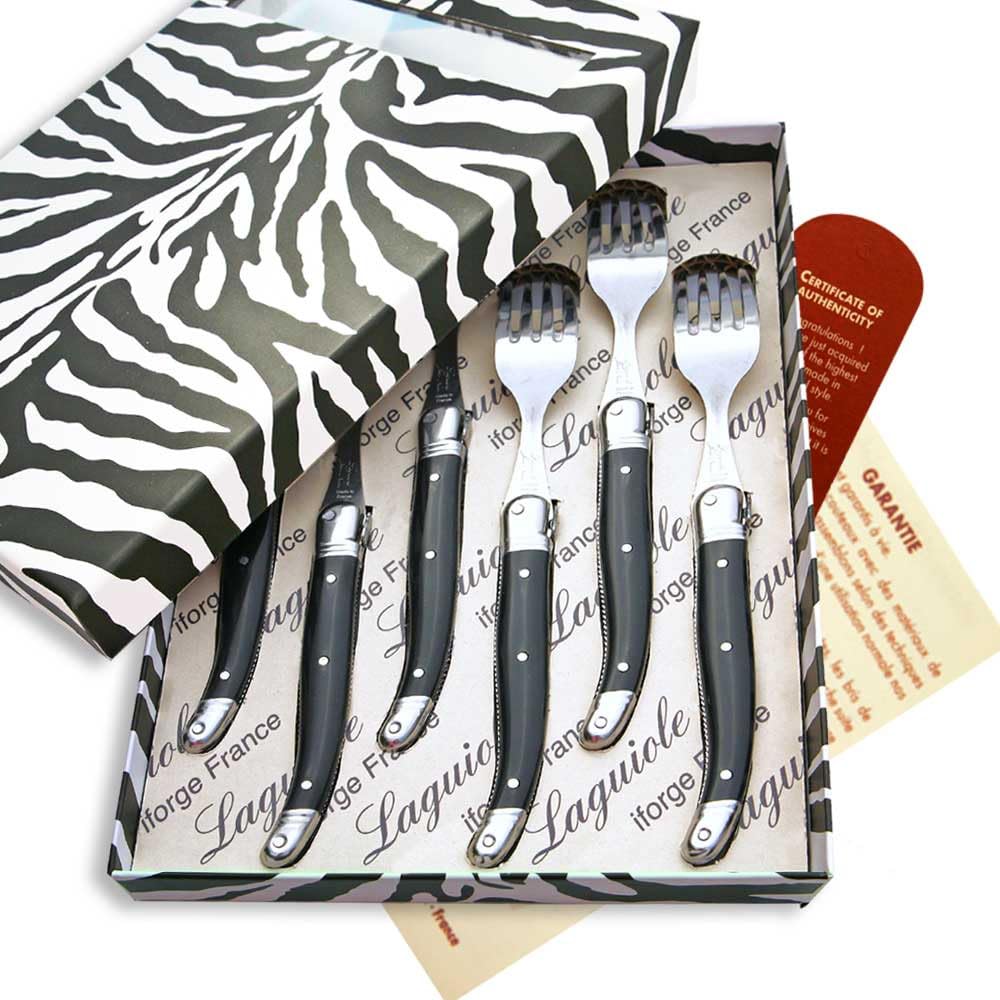 Coffret de 6 fourchettes laguiole ABS de couleur noire