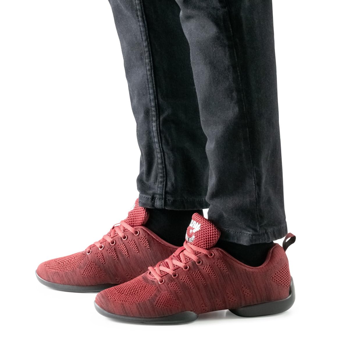 Anna Kern Herren Dance Sneakers 4035 Bold - Textil Rot/Schwarz - Normalweite - 1 cm Sneaker Absatz - Geteilte PU Sohle